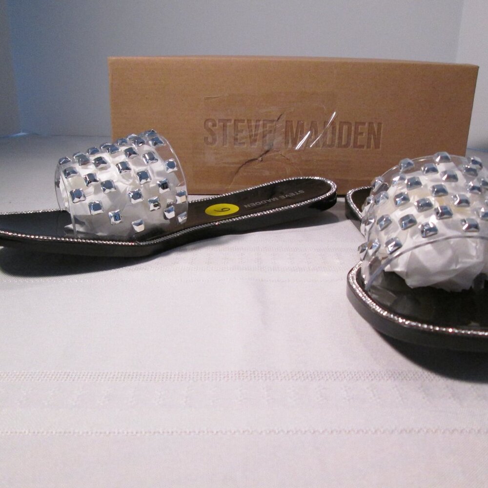 Steve Madden Jynn Clear Sandals with Metallic Embellishments Sz 9 - Picture 8 of 10